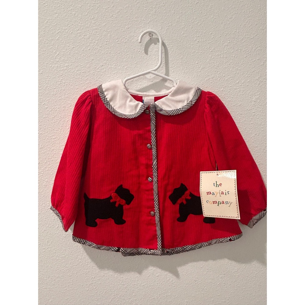 Vintage The Mayfair Company Red Corduroy Scottie Dog Top 24M NWT